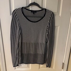 Ann Taylor Black and White Textured Knit Top
